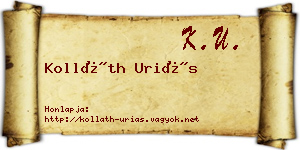 Kolláth Uriás névjegykártya
